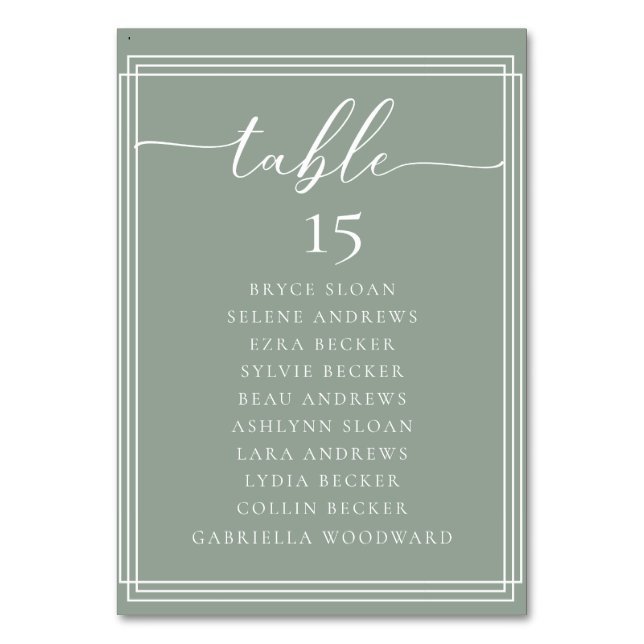 Simple Script Classic Wedding Table Number (Back)
