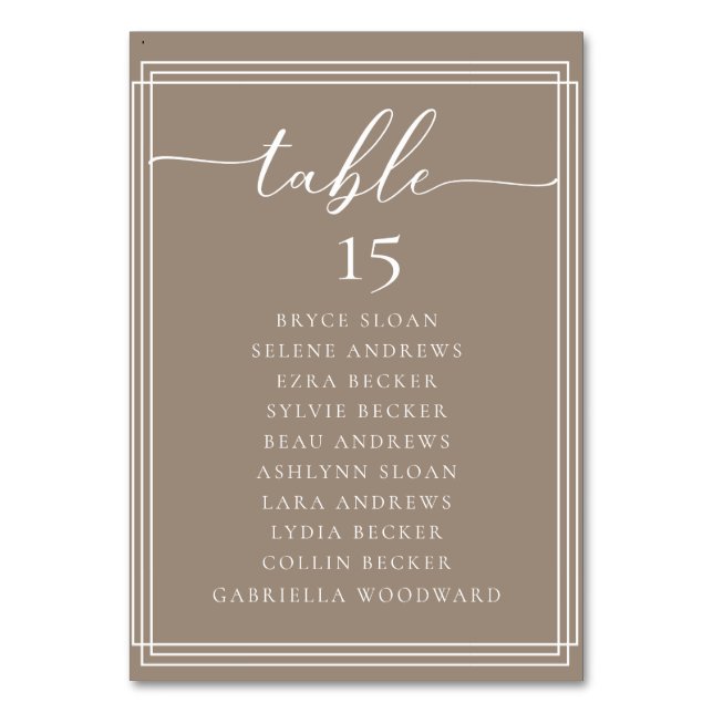 Simple Script Classic Wedding Table Number (Back)