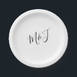 Simple Script Couple Initials Paper Plate<br><div class="desc">Wedding Couple Initials Paper Plates.</div>