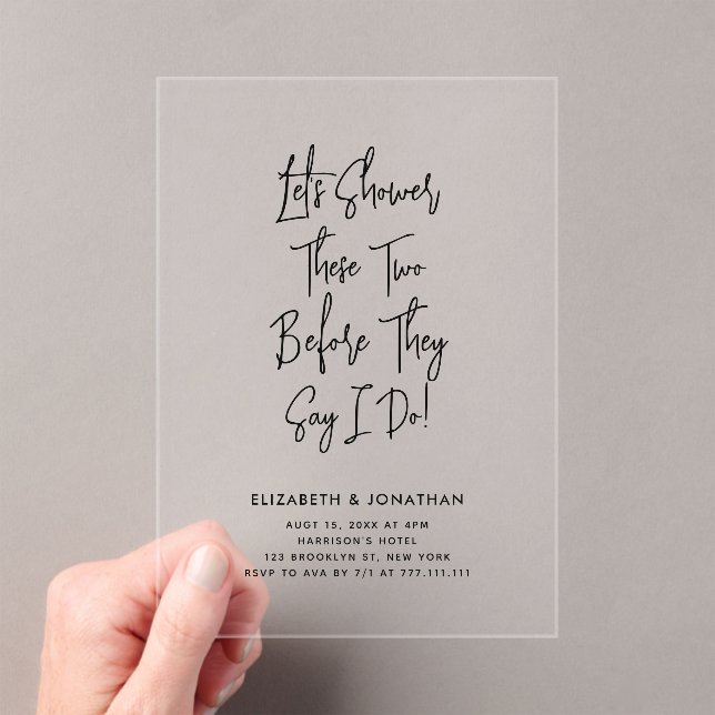 Simple Script Couple Shower Before They Say I Do Acrylic Invitations (Insitu (Handheld))