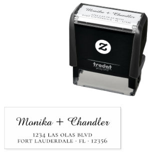 Simple Script Couple Wedding Return Address Self-i Self-inking Stamp