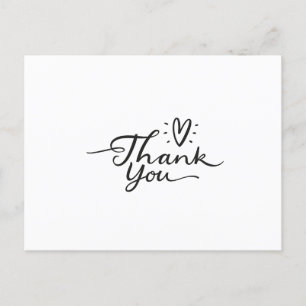 Simple Script Cute Heart Thank You Postcard