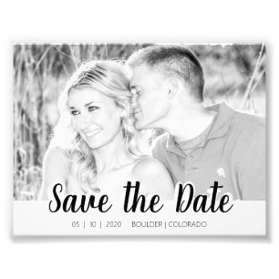 Simple Script Cutout B&W   Save the Date Photo
