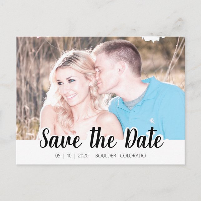 Simple Script Cutout | Save the Date Postcard (Front)