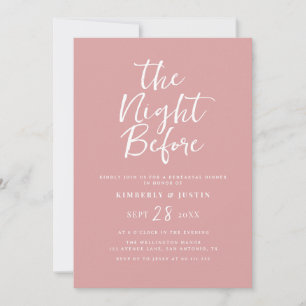 simple script dusty rose night before invitation
