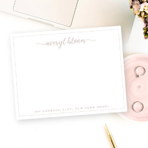 Simple Script Dusty Rose Personalised Stationery Card