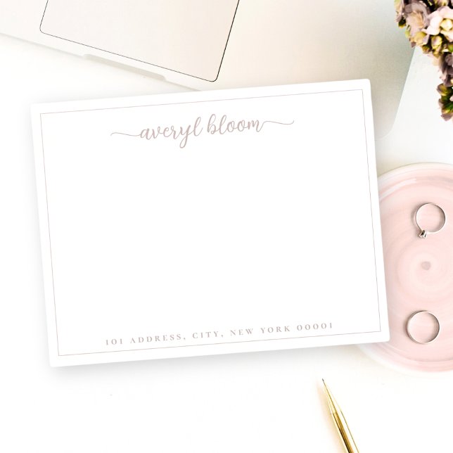 Simple Script Dusty Rose Personalised Stationery  Card (Creator Uploaded)