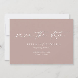 Simple Script Dusty Rose Save The Date Postcard 