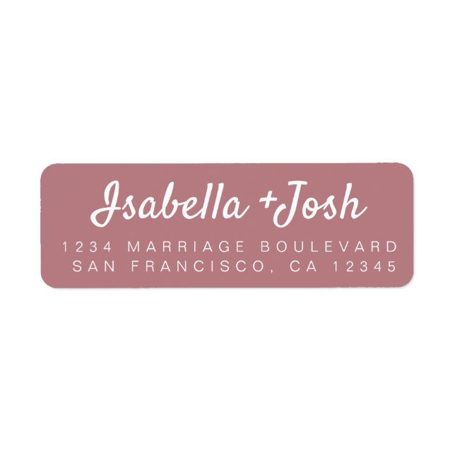 Simple Script Dusty Rose Wedding Return Address (Front)