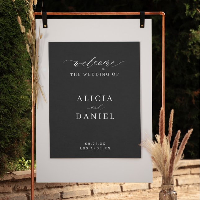 Simple script elegant black wedding welcome sign (Creator Uploaded)
