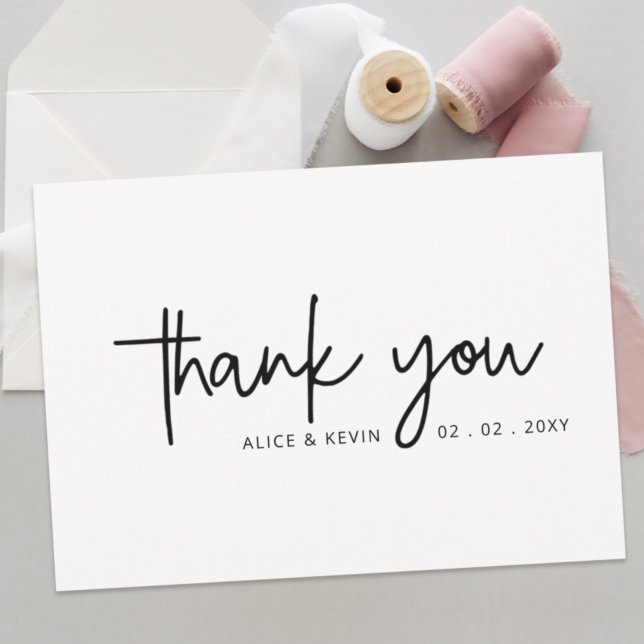 Simple Script Elegant Handwritten  Wedding   Thank You Card (Creator Uploaded)