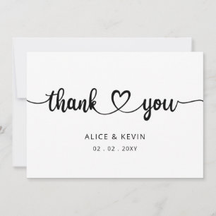 Simple Script Elegant Handwritten Wedding Thank You Card