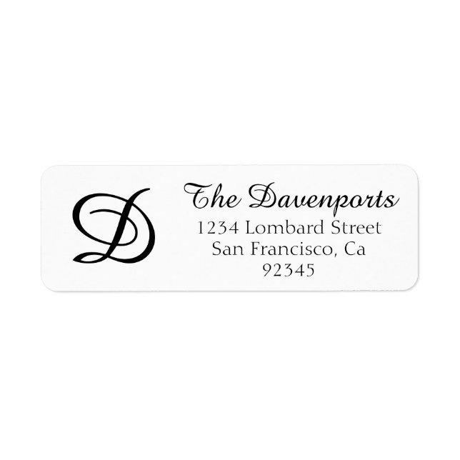 Simple Script Elegant Monogram Return Address (Front)