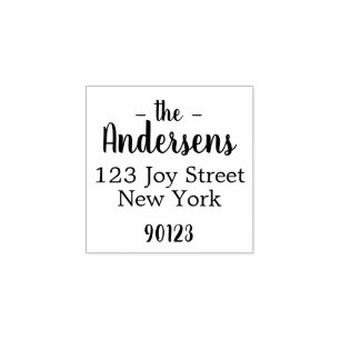 Simple script elegant return address family name rubber stamp