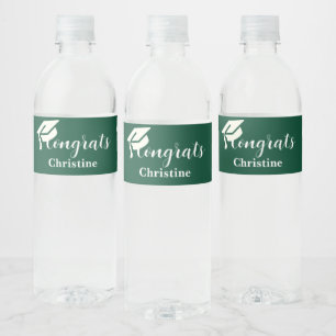 Simple script emerald graduation water bottle  label