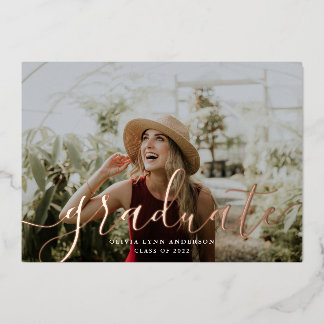 Simple Script Foil Graduation Announcement