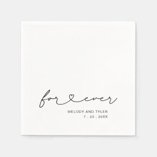 Simple Script Forever Heart Wedding Paper Napkin