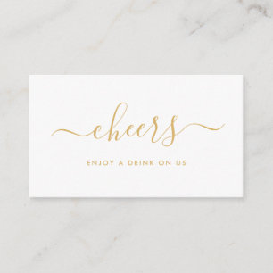 Simple Script Free Drinks Ticket - Gold & White Enclosure Card