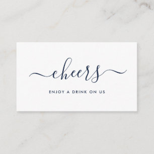 Simple Script Free Drinks Ticket - Navy & White Enclosure Card