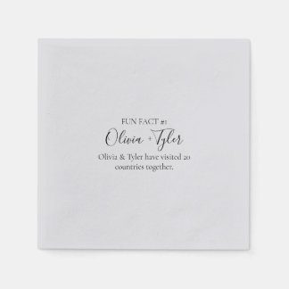 Simple Script Fun Fact Wedding Reception Napkin
