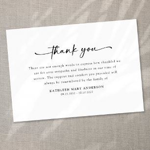 Simple Script Funeral Thank You Card