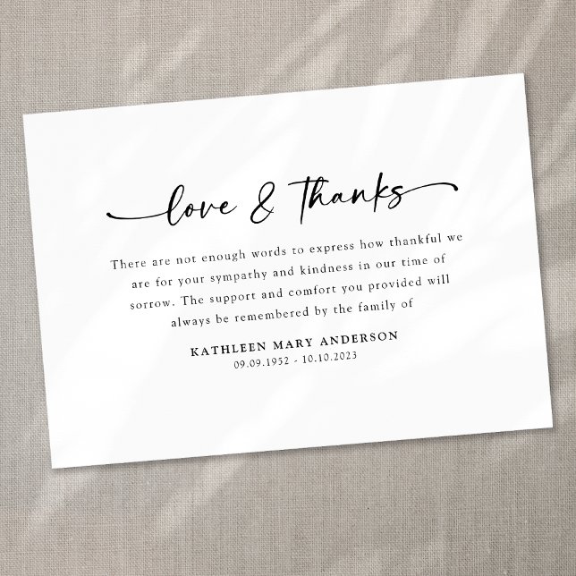 Simple Script Funeral Thank You Card (Creator Uploaded)