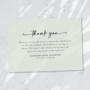 Simple Script Funeral Thank You Card