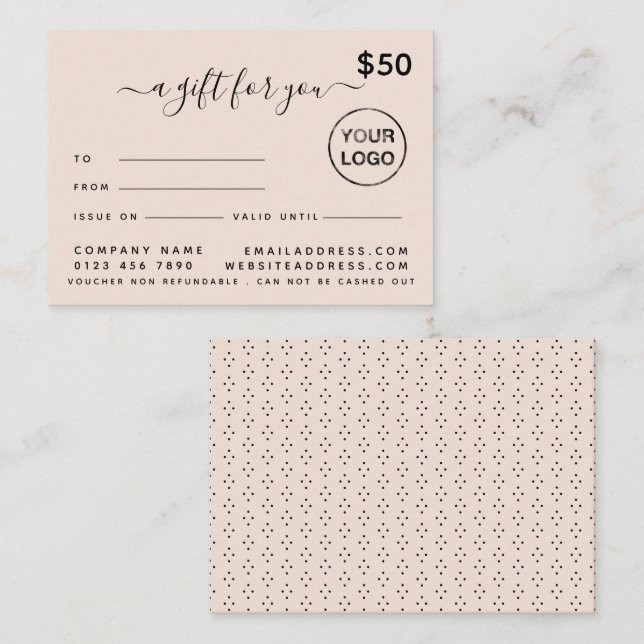 Simple Script Gift Certificate Cards (Front/Back)