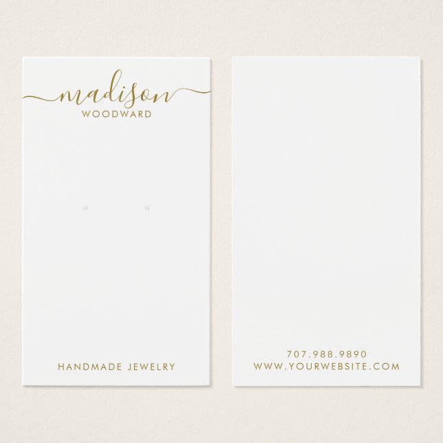 Simple Script Gold Signature Earring Display Card (Front & Back)