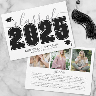 Simple Script Graduate Photo Collage Graduation Announcement