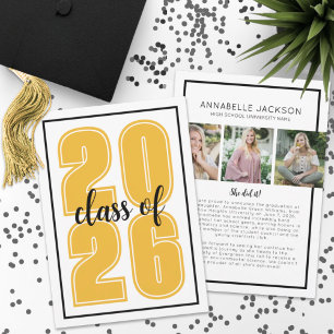 Simple Script Graduate Photo Gold Graduation Announcement