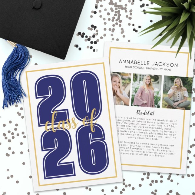 Simple Script Graduate Photo Graduation Announcement (Classic Simple Script Graduate Photo Graduation )