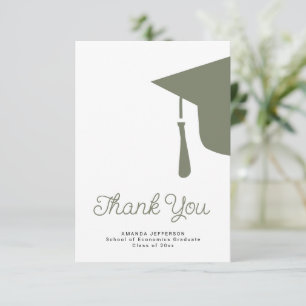 Simple script graduation cap personalised thank you card