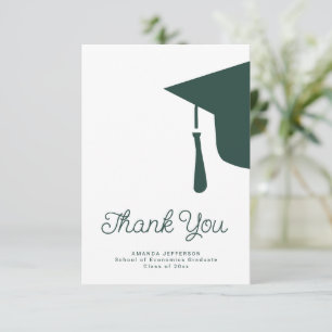 Simple script graduation cap personalised thank you card