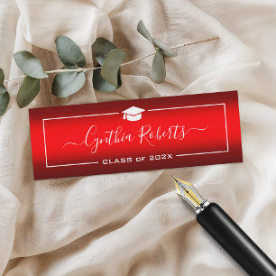 Simple Script Graduation Modern Red Gradient Calling Card