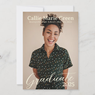 Simple Script Graduation Photo Announcement Card