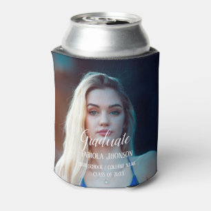 Simple script graduation photo can cooler