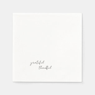 Simple Script Grateful Thankful Cocktail Napkin