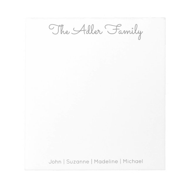 Simple Script Grey Family Notepad (Front)