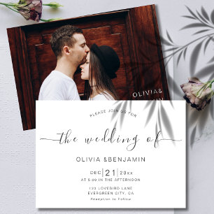 Simple Script Handwriting Horizontal Photo Wedding Invitation