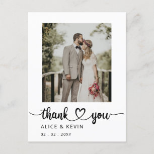 Simple Script Handwritten Photo Wedding Thank You  Postcard