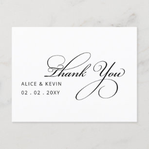 Simple Script Handwritten Wedding Thank You Postcard