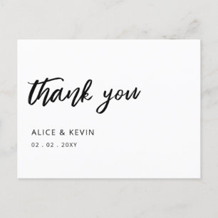 Simple Script Handwritten Wedding Thank You Postcard