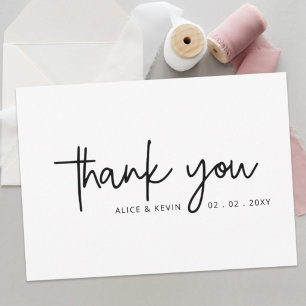 Simple Script Handwritten Wedding Thank You Postcard