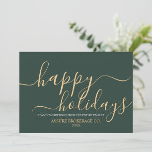 Simple Script Happy Holidays Business Corporate Holiday Card