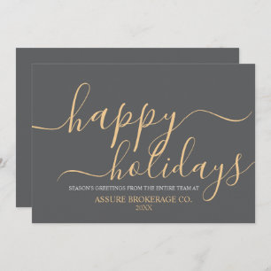 Simple Script Happy Holidays Business Corporate Holiday Card