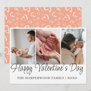Simple Script Happy Valentines Multi Photo Newborn Holiday Card