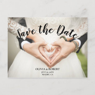 Simple script – heart  Save the Date Postcard