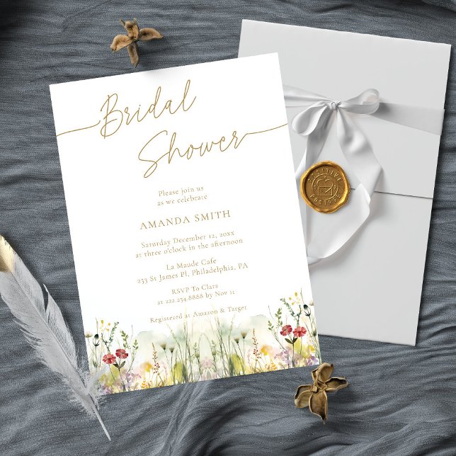 Simple Script in Elegant Floral Bridal Shower  Invitation (Creator Uploaded)