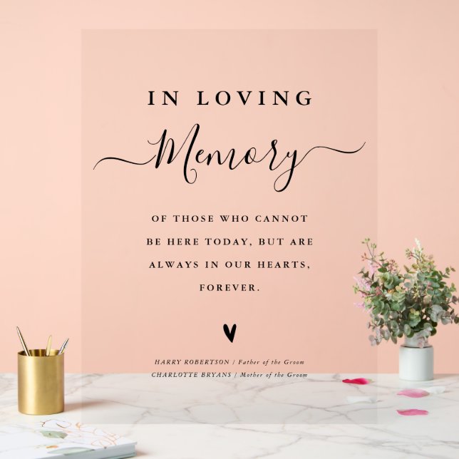 simple script in loving memory acrylic sign (Wedding)